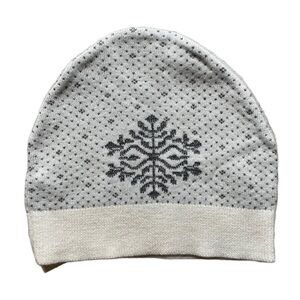 Talbots Silver Metallic Snowflake Knit Beaning Winter Hat NWT